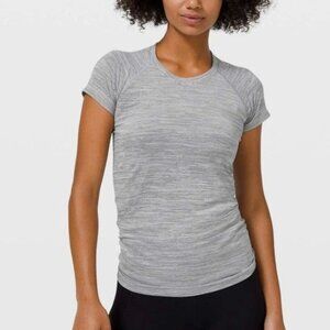 Lululemon Swiftly Tech Short Sleeve Striped Light Gray Size 8